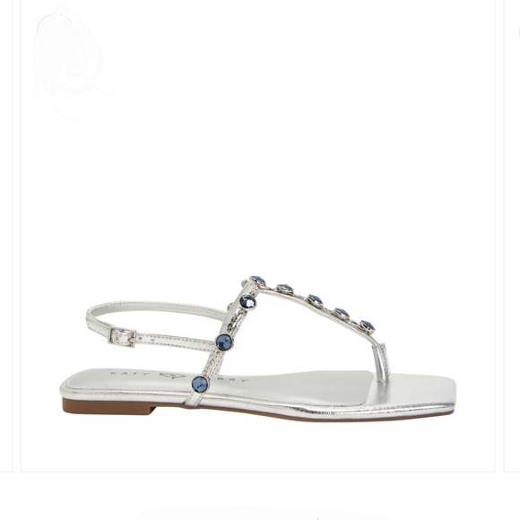 Katy Perry Collections Silver Sandals with Blue Accents Sz 8M - Picture 2 of 8
